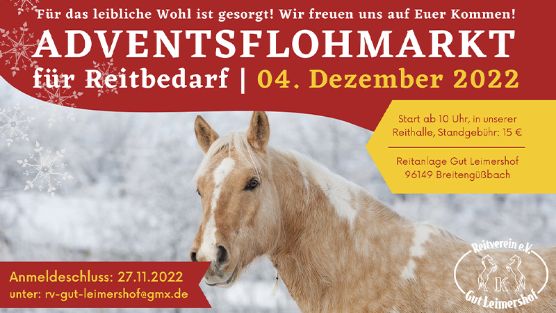 Einladung zum Adventsflohmarkt für Reitbedarf am&nbsp;04.12.22
