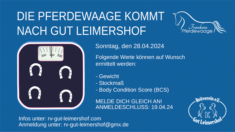 Frankens Pferdewaage kommt am 28.04.24 – Lass Dein Pferd bei uns&nbsp;wiegen!