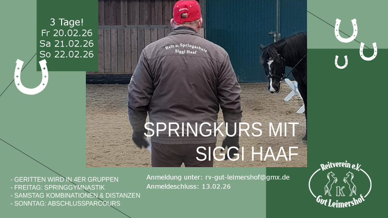 Springkurs mit Siggi Haaf vom 20.02. bis&nbsp;22.02.26