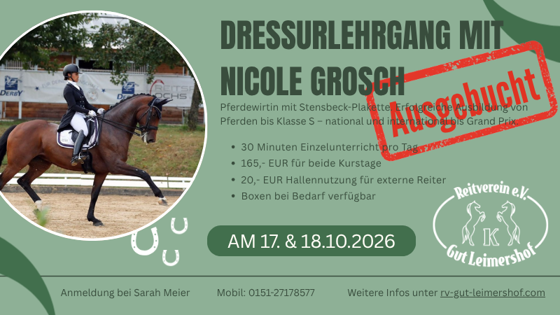 Dressurlehrgang mit Nicole Grosch – zwei Tage für feines Reiten und neue&nbsp;Impulse