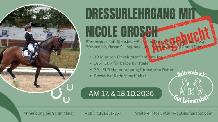 Dressurlehrgang mit Nicole Grosch – zwei Tage für feines Reiten und neue&nbsp;Impulse